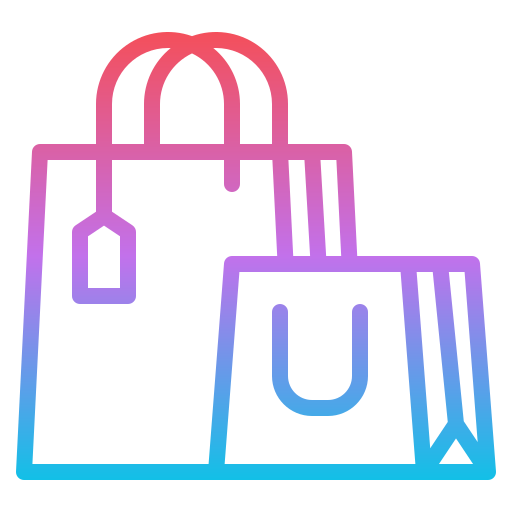 icono de bolsas de compra en color morado y azul gradiente