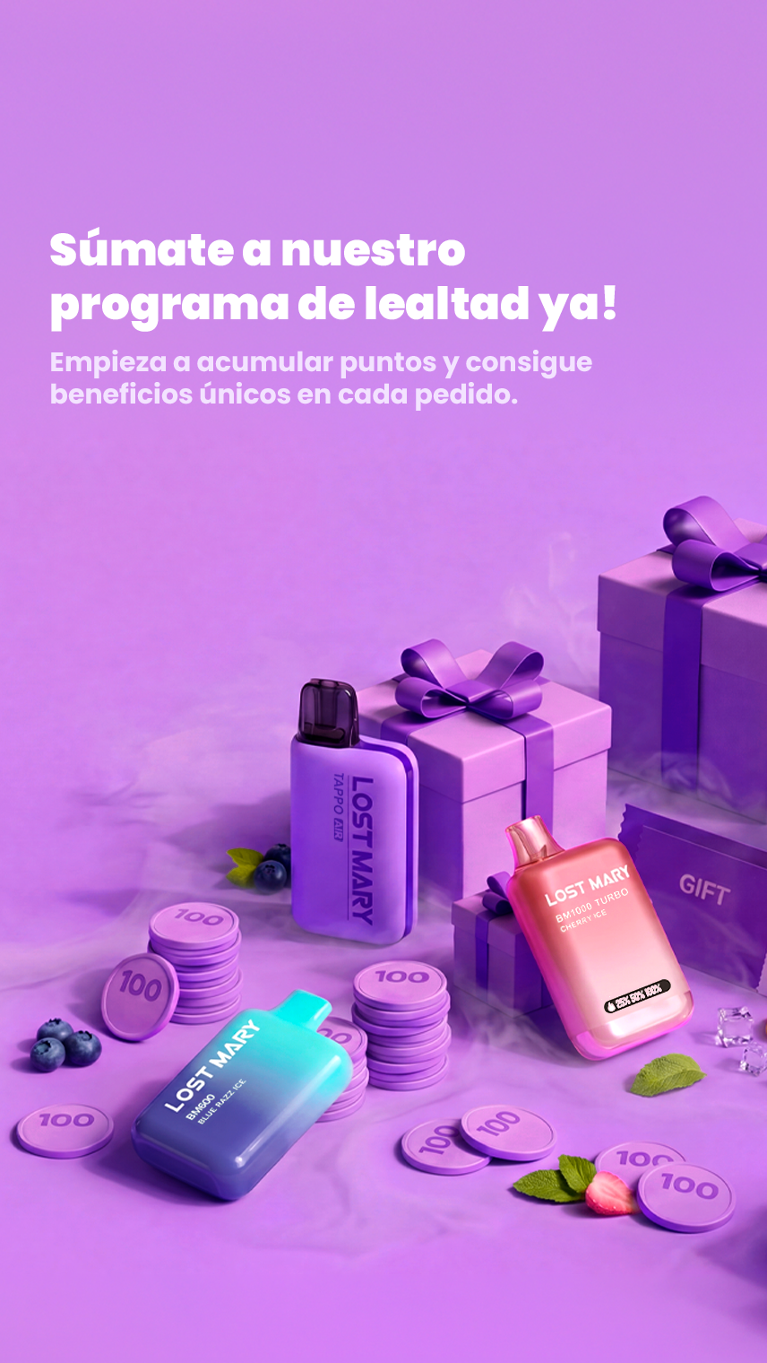 Programa de lealtad lost mary. Empieza a acumular puntos y consigue beneficios únicos en cada pedido.