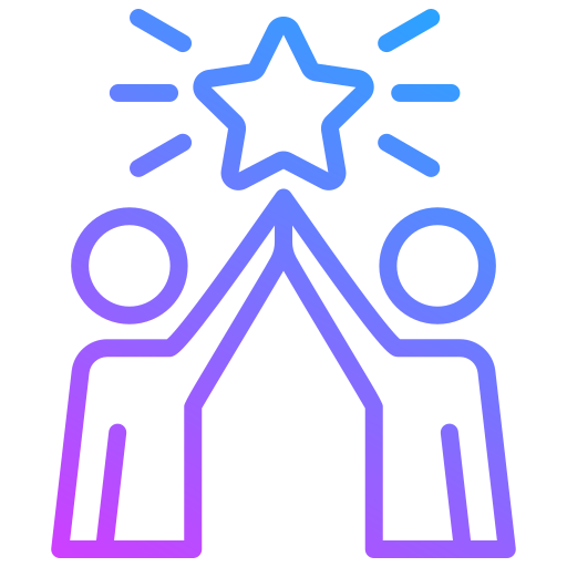 icono de dos personas chocando la mano, y una estrella encima